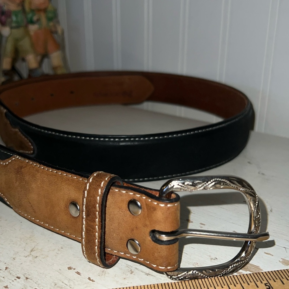 Nocona mens leather western belt size 44 2 tone